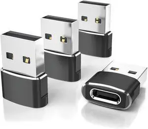 USB to USB C Adapter 4 Pack USBC Female to A Male Car Charger Type C Converter for iPhone 16 16e Pro Max 15 14 13 12 Plus  Watch iWatch 10 9 8 iPad Air  Galaxy S25 Serial Adaptor
