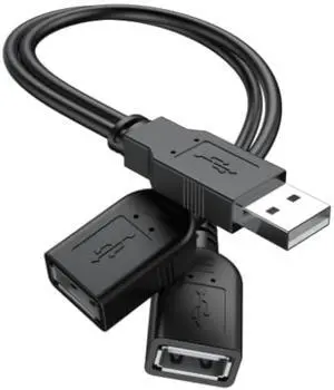 2025 Upgraded USB 2.0 A Male to 2 Dual USB Female Jack Y Splitter Hub Power Cord Extension Adapter Cable(Not Supporting CarPlay and Android Auto)
