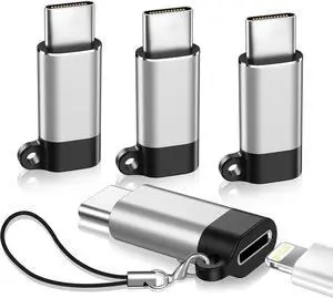 4 Pack Lightning Female to USB C Male Adapter for iPhone 15/15 Pro/15 Pro Max/15 Plus/iPad Air//Type C Charger Converter Cable Support Charging&Data Transfer Not for Audio/OTG Rack Adapters