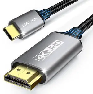 USB C to HDMI Cable 6Ft | 4K High-Speed USB 3.1 Type-C to HDMI Cord for Home Office [Thunderbolt 5/4/3 Compatible] with MacBook Galaxy S9 to S24 iPhone 15/16 Series iPad Pro iMac Surface