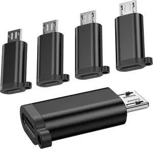 Micro USB to USB-C Adapter Type C Female to USB Micro Male Convert Connector Support Charge & Data Compatible with  Galaxy S6 S7 S7 Edge Kindle Ps4 and Micro USB Devices(5 Pack)