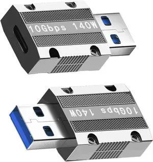 10Gbps USB C Female to USB Male Adapter Zinc Alloy Type C to USB A Adapter High-Speed Data Transfer USB 3.1 Type C to Type A Charger Converter OTG Fast Charging Compatible(2Pack)