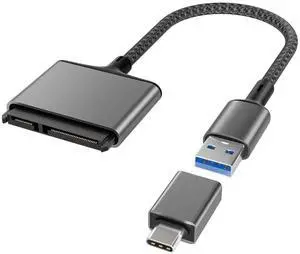 USB Adapter for SATA Cable with USB C to USB Adapter USB A 3.0 to 2.5 SATA-III Hard Drive Reader for HDD/SSD External Converter Data Transfer for MacBook Pro Air 2022 Surface Go Laptop PC