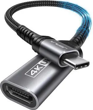 USB C to HDMI Adapter 4K Type C to HDTV Female Adapter [Thunderbolt 3] Compatible with iPhone 16/15 Pro Max MacBook Pro/Air Surface Galaxy S21 S20 Ultra[Only USB C to HDMI]-Grey