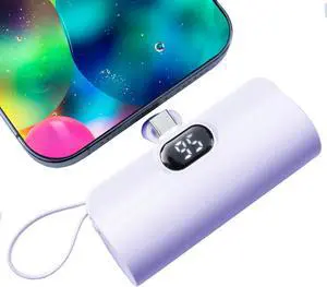 Mini Power Bank 5500mAh Portable Power Bank Dual USB-C Ports Cell Phone Power Charger LCD LED Display Battery Compatible with iPhone 16/15 plus/15 pro/15 pro Max/Android Phone//Moto/LG etc