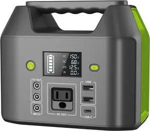 155Wh Power Bank 150Wh Portable Power Station 110v Battery Pack 6 Outputs w/AC Outlet LED Light for Outdoor Camping Road Trip Emergency