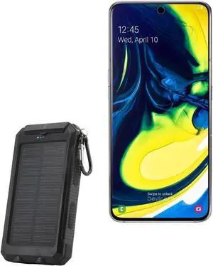 Power Bank Compatible with  Galaxy A51 - Solar Rejuva PowerPack (10000mAh) Solar Powered Backup Power Bank 10000mAh - Jet Black