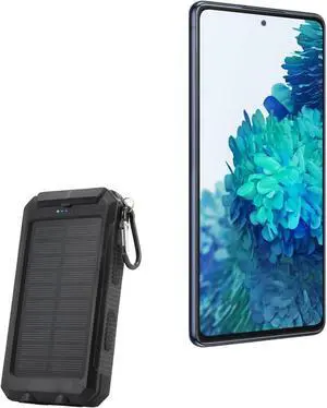 Power Bank Compatible with  Galaxy S20 FE - Solar Rejuva PowerPack (10000mAh) Solar Powered Backup Power Bank 10000mAh - Jet Black