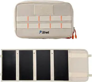 Litheli Portable Solar Panel with Bag 24W Mini Power Generation Charger for Phone & U20 Battery Foldable Lightweight USB-A and USB-C Ports Adjustable Stands (4-Panel)