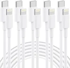 USB C to Lightning Cable [ MFi Certified] 5 Pack 6/6/6/6/6 FT iPhone Charger Type C to Lightning Cable Power Delivery Fast Charging Cord Compatible with iPhone 14/13/12/11/XS/XR/X/8