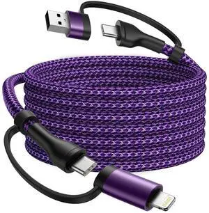 USB C to Lightning Cable 60W 4 in 1 Fast Charging Cable  MFi Certified USB A to Lightning Cord Nylon 6ft USB C to USB C Charger Cord for iPhone 16 15 14 Pro/iPad/ S25/MacBook/Switch 2