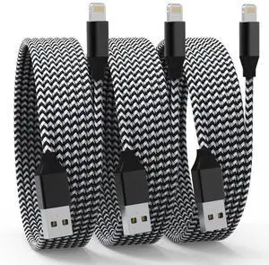 3 Pack iPhone Charger 10 FT  MFi Certified Fast Charging Lightning Cable Nylon Braided High Speed Transfer Cord for iPhone 14 13 12 11 Pro Max XR XS X 8 7 6 Plus iPad and More