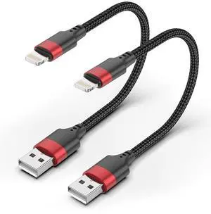 6 inch Short Lightning Cable [MFi Certified] 2 Pack Short iPhone Charger Cord Braided 0.5ft USB to Lightning Cable for Charging Stations iPhone 14 13 12 11 Pro Max XR XS 8 SE iPod