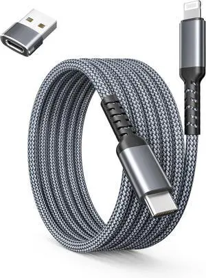 for  iPhone 14 13 12 Pro Max Plus Charger Cable 3.3FT USB Type C to Lightning Cord with USB A Adapter Fast Charging Power Cord for iPhone 11 Mini XS XR X 8 7 6 SE i Pad 8th 9th Gen