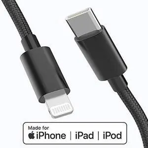 MFi Certified USB C to Lightning Cable 4 FT Charger/Sync for iPhone X/XS/XR/XS Max / 8/8 Plus (for Use with Type C Chargers) 4FT (Black)