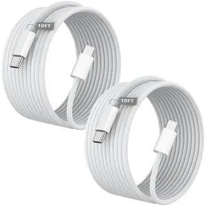 USB C to USB C Charging Cable 10FT 2 Pack 60W Type C Charger Fast Charging Cable Nylon Braided 10FT Long Type C Charger Cord for iPhone 16/16 Plus/16 Pro/16 Pro Max/15/15 Pro/15 Pro Max iPad Pro