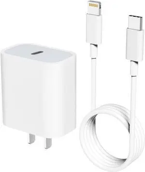 Fast Wall Charger for iPhone 11 12 Pro Max Mini XS/XR/X/SE2/8Plus iPad Pro 20W Watt USB C Type to Lightning Adapter 5FT Cable MFi Certified Quick Box Power PD Charging Block Plug