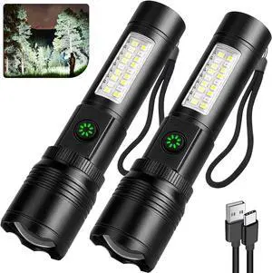 Rechargeable Flashlights High Lumens 90000LM Super Bright Flash Light with 6 Modes Adjustable Powerful Handheld LED Flashlight for Home Camping