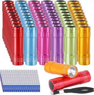 60 Pack Small Mini Cheap Flashlight for Kids with Batteries Aluminum Bulk Flashlights for Party Favor Camping Essentials Emergency Power Outage Gift to Operation Christmas Child Items Bulk Gift