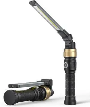 Rechargeable Work Light - 5000mAh Magnetic Flashlight with 360° Rotate Foldable Design 1200 Lumens Led Work Light 3 Lighting Modes Mechanic Light for Car Repairing/Emergency