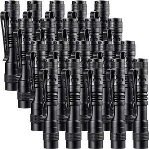Beieverluck 20 Pack Pen Light Flashlight Mini Small Flashlight with Clip Waterproof LED Pocket Pen Flashlights for Camping, Inspection, Work, and Emergency(Small,Black)