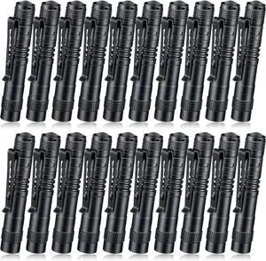 20 Pcs Mini Pen Light Flashlights Gifts for Fathers Day Pocket Flashlights Pen with Clip Small LED Handheld Slim Torches Without Battery(3.54 Inch Black)