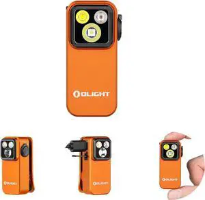 Oclip Pro EDC Flashlight Clip-on Light Rechargeable 500 Lumens with Three Lighting Solutions Type-C Charging Magnetic Flash Lights for Signaling Cycling Outdoor or Indoor Use(Orange)