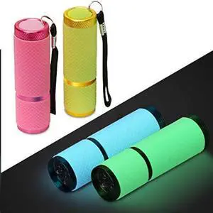 9 LED Glow in Dark Flashlights 4 Pack Rubber Coated Small Flashlights with Straps Portable Handy Lights for Camping Hiking Indoor Assorted Colors