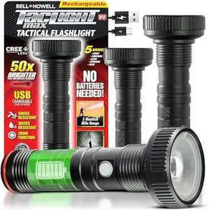 TacLight Max 3 Pk Rechargeable Flashlights High Lumens LED Tactical Flashlight for Emergency and Camping High Powered Bright Flash Light Waterproof Zoom Function