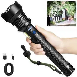 Flashlights High Lumens Rechargeable 90 000 Lumens Super Bright Led Flashlight Flash Light with 5 Modes IPX6 Waterproof Handheld Powerful Flashlight for Camping Emergencies