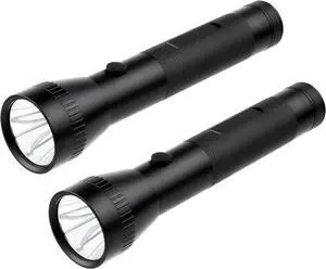 2D Cell Battery Big Flashlights Single Mode High Lumens Aluminum Heavy Duty Large Flashlight for Home Emergency Power Outage Outdoor Activities 2 Pack