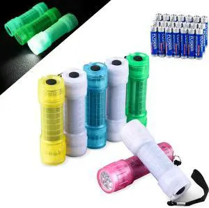 7 Pack Glow in Dark Flashlights Mini 9-LED Flashlight for Kids Party Bulk Flashlights with Batteries for Class TeachingCamping Wedding