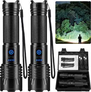 Flashlights 990 000 High Lumens Super Bright LED Rechargeable Flashlight 5 Modes Waterproof Flash Light for Home Camping Hiking