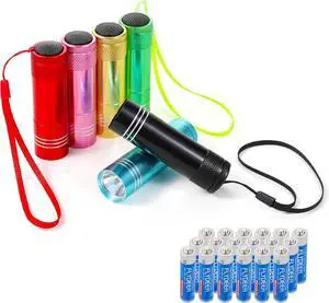 6 Pack Mini Flashlight Bulk for Kids Small Aluminum LED Powerful Handheld Torches Set with Lanyard High Lumens Batteries Included for Boys Girls Party Favors Travel Night Reading Christmas Gifts