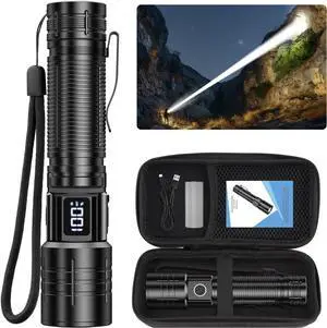 Flashlights High Lumens Rechargeable Super Bright LED Flashlight with Dimmable Zoomable Beam Tactical Flash Lights Small Powerful