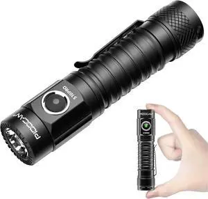 S10Pro Rechargeable Flashlights LED 2500 High Lumens Super Bright Pocket Flashlight Small Tactical Flashlights Brightest Magnetic Flash Lights for Home Emergency Outdoor Hiking (Black)