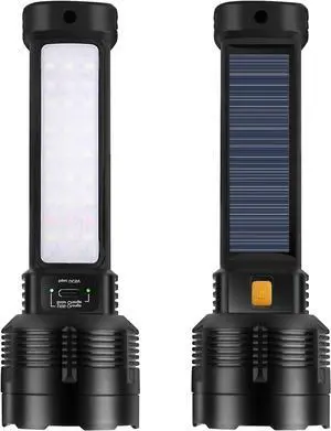 2 Pack LED Rechargeable Flashlight - 20000 Lumens Super Bright Tactical Flash Light Compact & Waterproof Long-Lasting Battery Solar Flashlights for Home Camping Hiking Emergencies Adventures