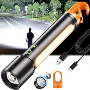 Rechargeable Led Flashlight High Lumens 30W Super Bright Flashlight 2000 Lumen Magnetic Flashlight with 9 Modes Waterproof Strong Police Flash Light for Emergencies Car Camping Hiking Home Outdoor