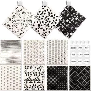 10 Pack Swedish Dishcloths with Hook Eco-Friendly Reusable Paper Towels Washable Cellulose Sponge Swedish Dish Cloths for Kitchen Counter Cleaning