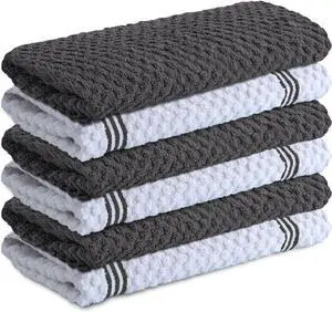 100% Cotton Kitchen Towels - 15x25 Inch Ultra Soft Tea Towel Super Absorbent Terry Dish Towels for Kitchen Linens |Grey|
