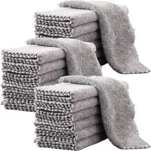 20 Pack Kitchen Dish Cloths Super Absorbent Coral Fleece Dish Cloths Reusable Washable Fast Drying Rags Nonstick Oil Microfiber Lint-Free Kitchen Cleaning Towels for Furniture Car Tea Bowl 10 x 10