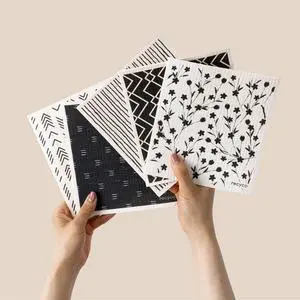 Swedish Dishcloths for Kitchen | 5 Pack Geometric Washable Dish Rags | Cellulose Reusable Cleaning Paper Towels | Absorbent Counter Dish Cloth Sponge Kitchen Wipes 8 L x 7 W