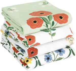 100% Cotton Kitchen Towels Rose Trellis Floral  16x26  Absorbent Dish Towels for Drying & Cleaning  Soft & Durable (Set of 4)