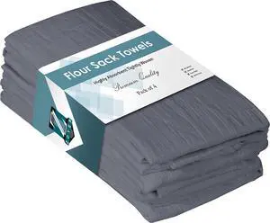 Flour Sack Towels 28 x 28 4 Pack - 100% Cotton Dish Towel - Machine Washable TeaTowels Ultra Absorbent BarTowels Dish Cloth Perfect for Drying Dishes & Cleaning - Grey