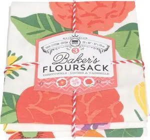 Floursack Kitchen Towels Quick Dry Cotton Hand Towel Set 3 Count Flowers of The Month 20 x 30 in