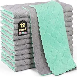 12 Pack Kitchen Cloth Dish Towels 12x12 inch Soft Premium Dishcloths Absorbent Microfiber Cleaning Cloth for Cleaning Dishes Kitchen Bathroom Car
