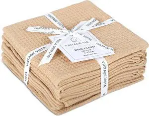 100% Cotton Waffle Dish Cloths (Pack of 6) - Dish Rags for Washing Dishes - Reusable & Highly Absorbent Kitchen Towels - Multipurpose Kitchen Rags - (12 x 12 - Beige)