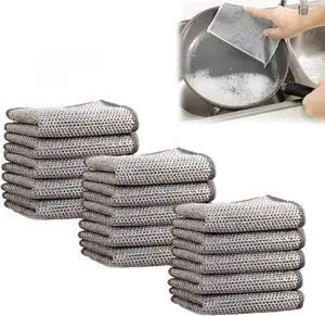 Cleaning Cloths Multipurpose Wire Miracle Cleaning Cloths Multipurpose Wire Dishwashing Rags for Wet and Dry for Washing Dishes Sinks Counters Stove Tops (15 Pcs)