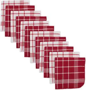 Waffle Weave Kitchen Collection 100% Cotton Dishcloth Set Red 12 Piece