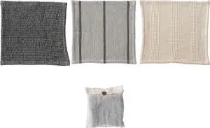 Cotton Waffle Weave Dish Cloths with Loop Black Grey and Natural Set of 3 in Bag 11 L x 11 W x 0 H